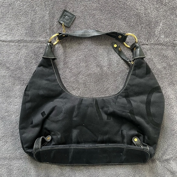 Isaac Mizrahi Black Hobo Bag with Gold Hardware - Picture 4 of 6